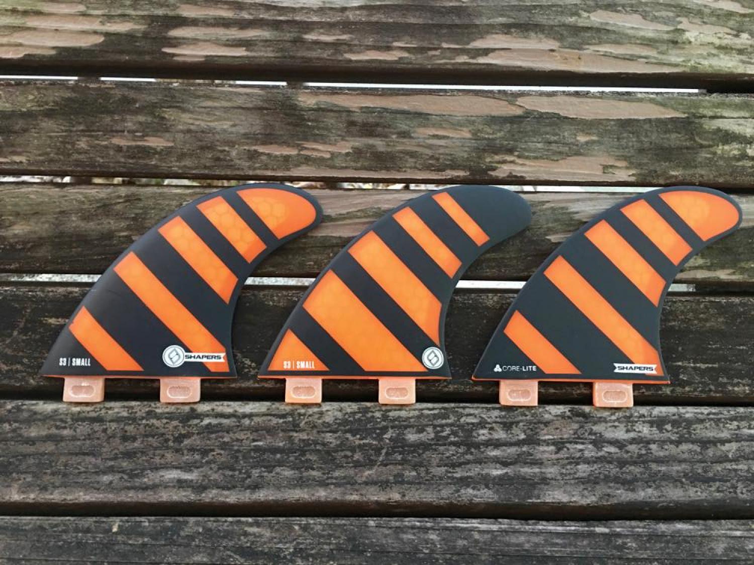 Shapers Fins THRUSTERS CORE LITE S3 ORANGE FCS