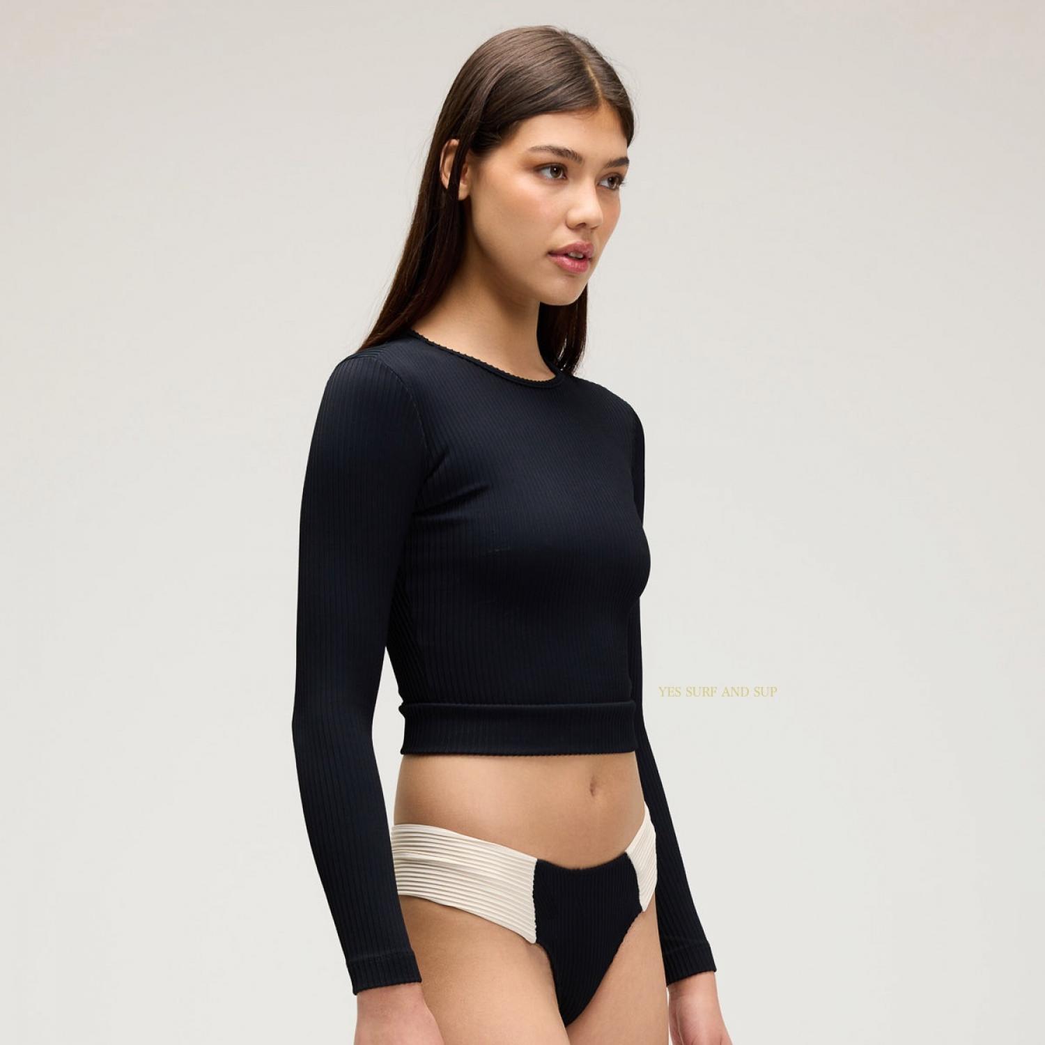 Seea Palomar Crop Top Rashguard Black Rib